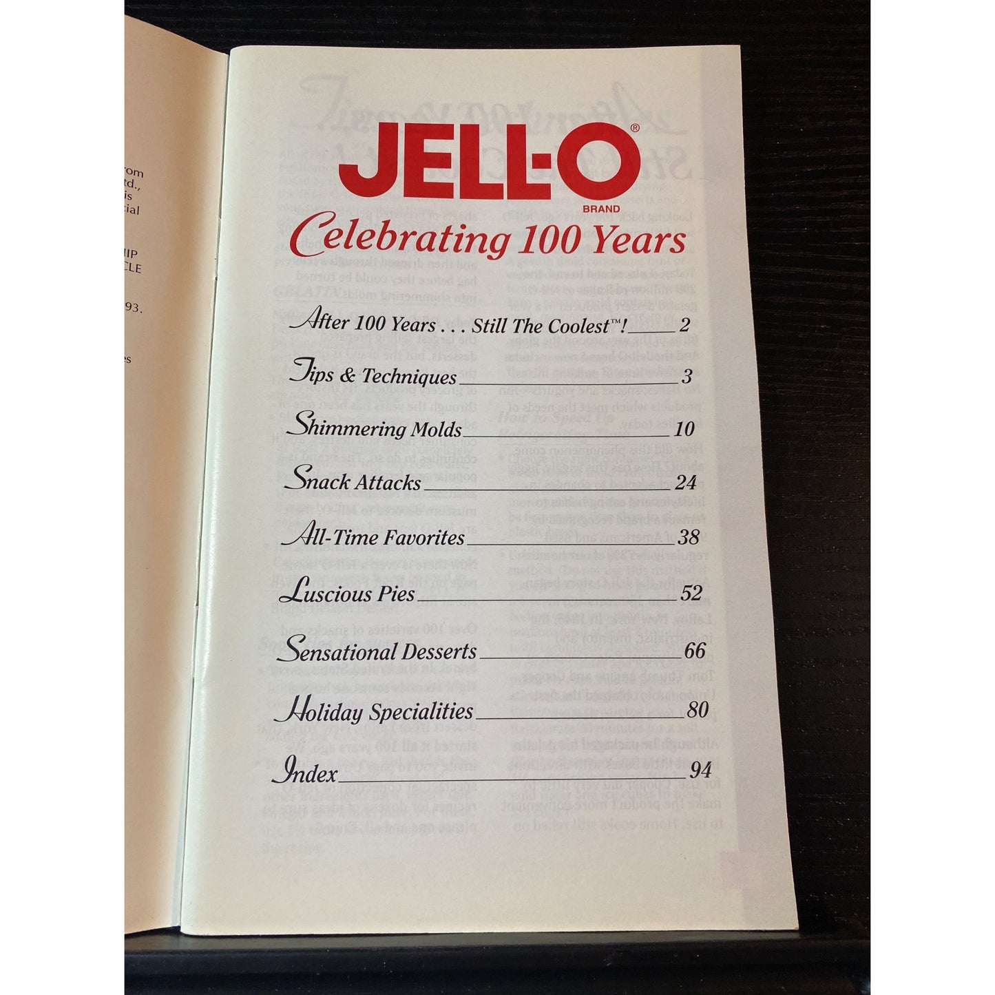 Favorite Brand Name Recipes Jell-O 100 Years Recipe Book 1997 Cookbook Booklet