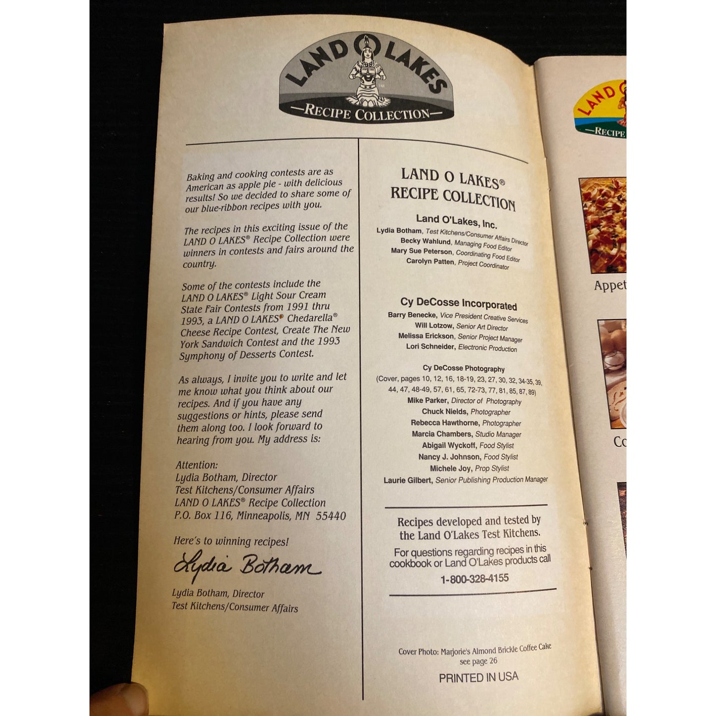 Land O Lakes Recipe Collection Prize Winning Recipes Cookbook