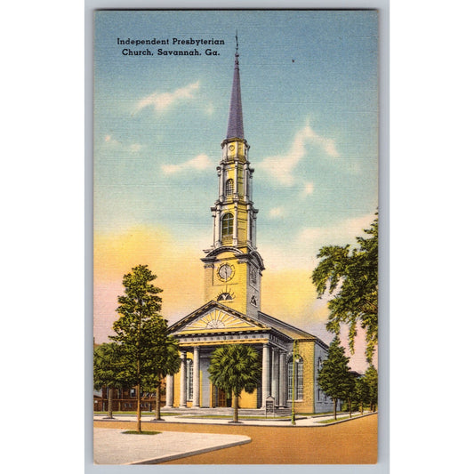 Postcard GA Georgia Savannah Independent Presbyterian Church Coastal News Co