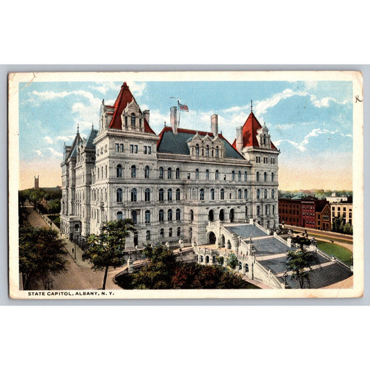 Albany NY New York State Capitol 1916 White Border Postcard Used