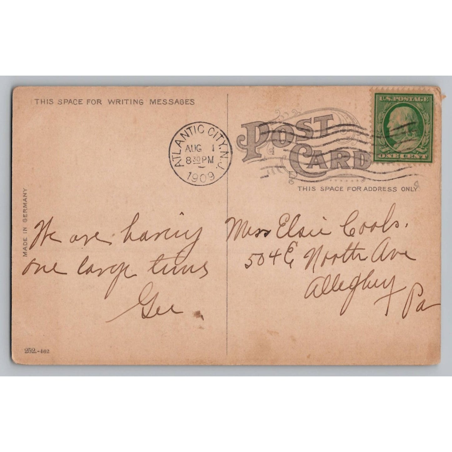 Atlantic City NJ New Jersey Hotel Brighton 1909 Divided Back Postcard Germany