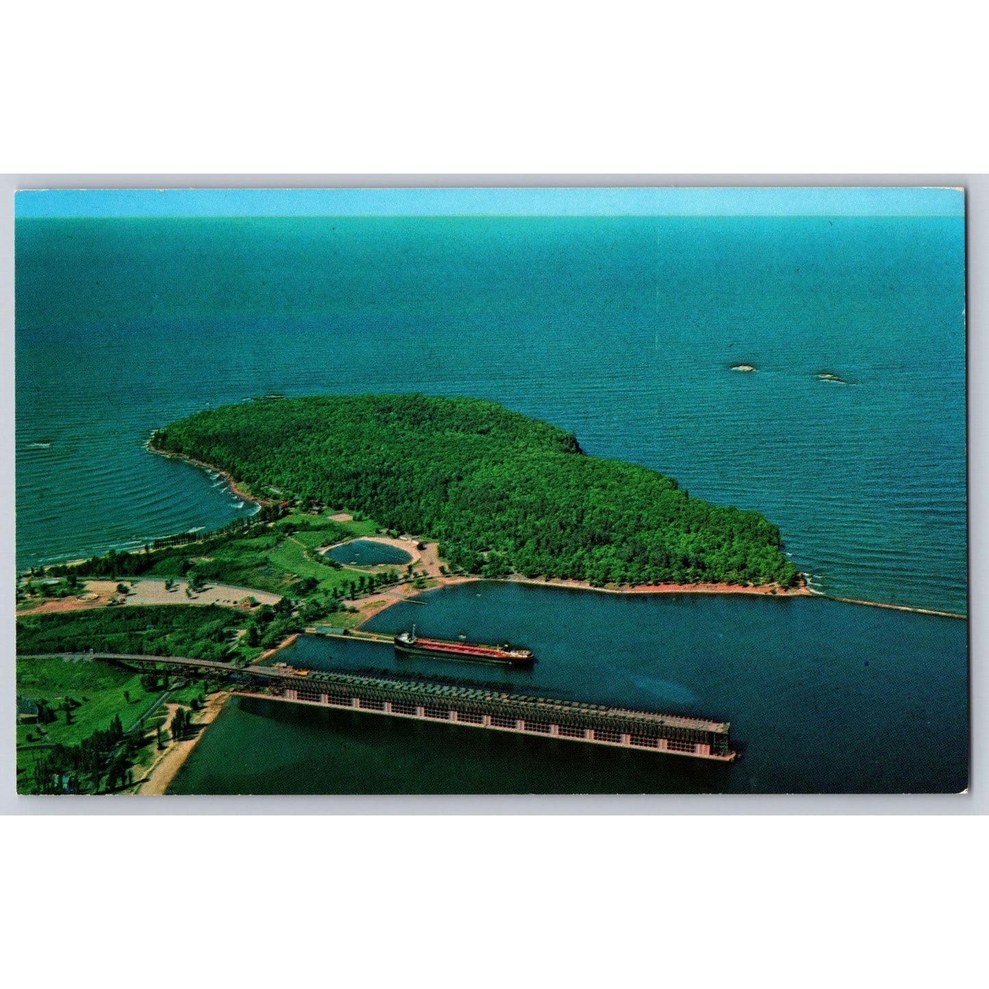 Marquette MI Michigan Presque Isle Harbor Upper Peninsula Aerial View Postcard