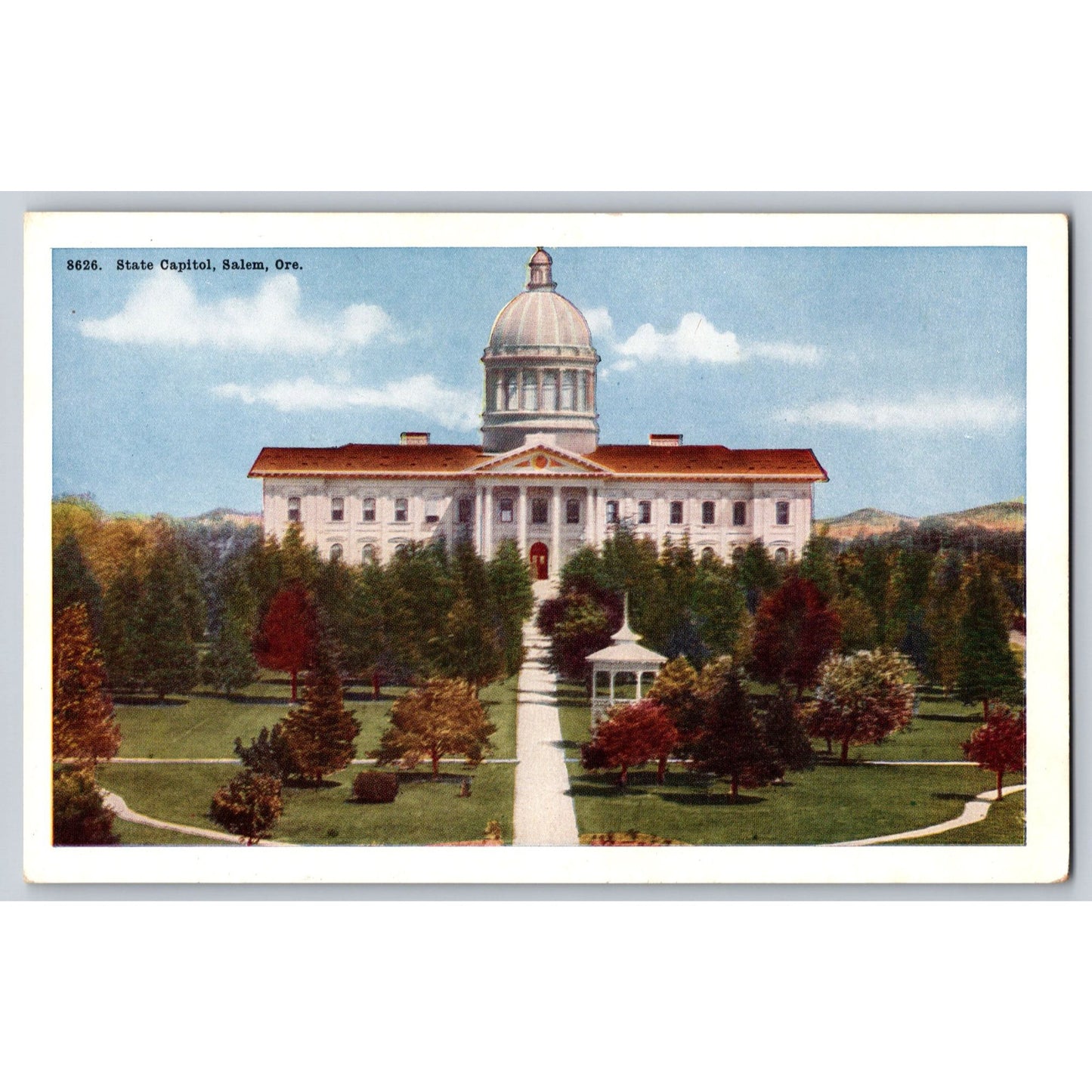 Salem OR Oregon State Capitol White Border Postcard 1930s Unused