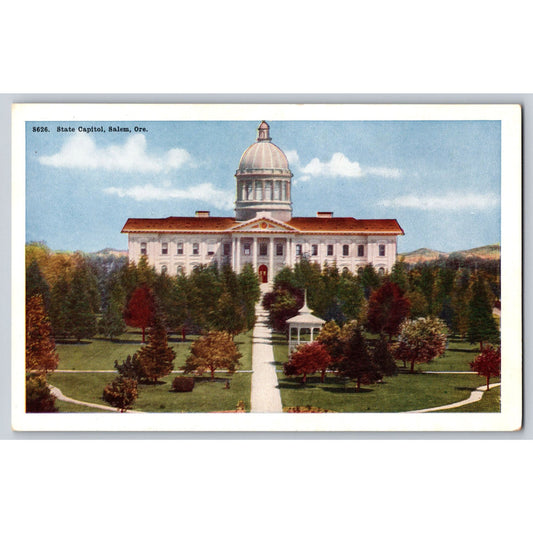Salem OR Oregon State Capitol White Border Postcard 1930s Unused