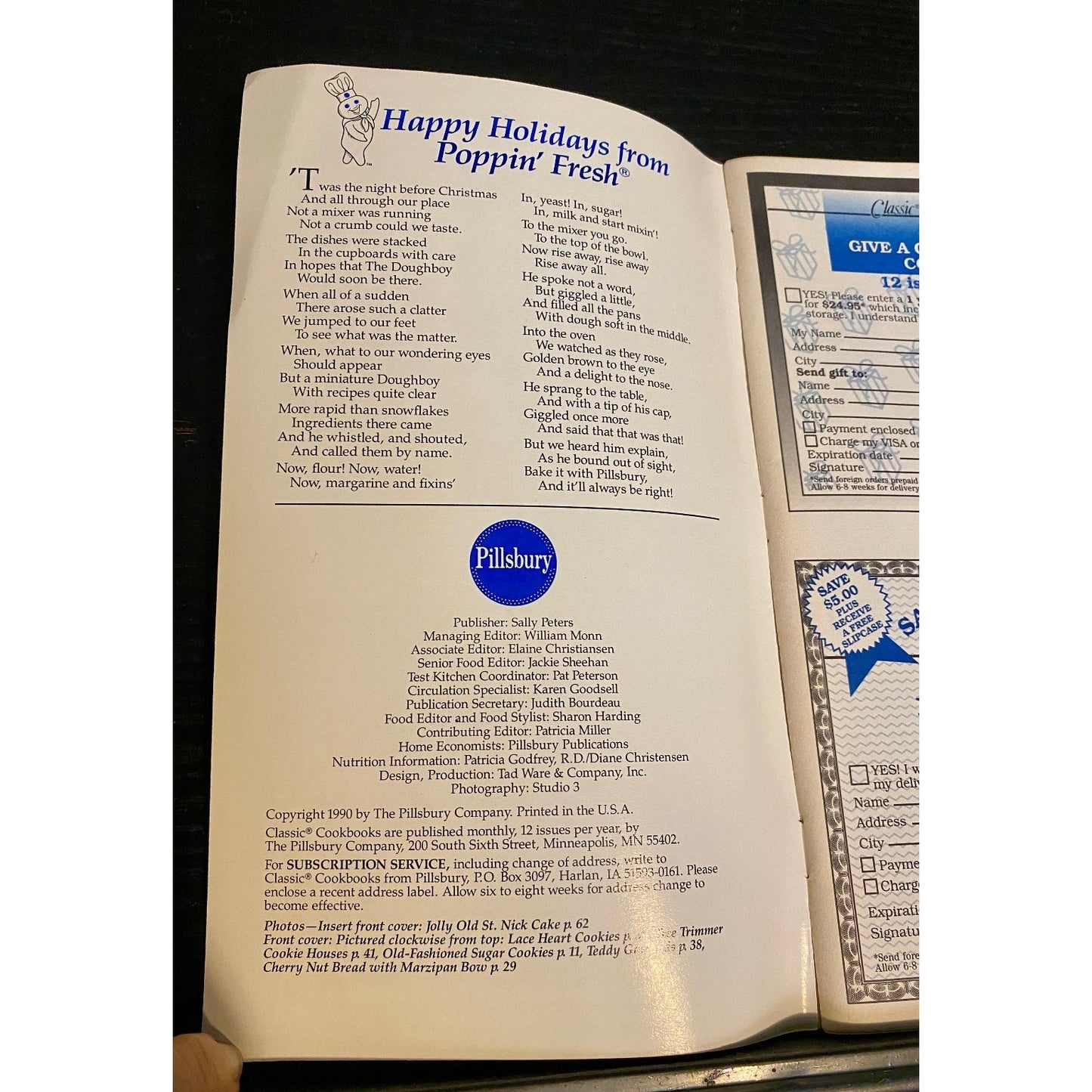 Pillsbury Classic Cookbook Booklet 1990 Family Treats Recipes - Holiday Classic