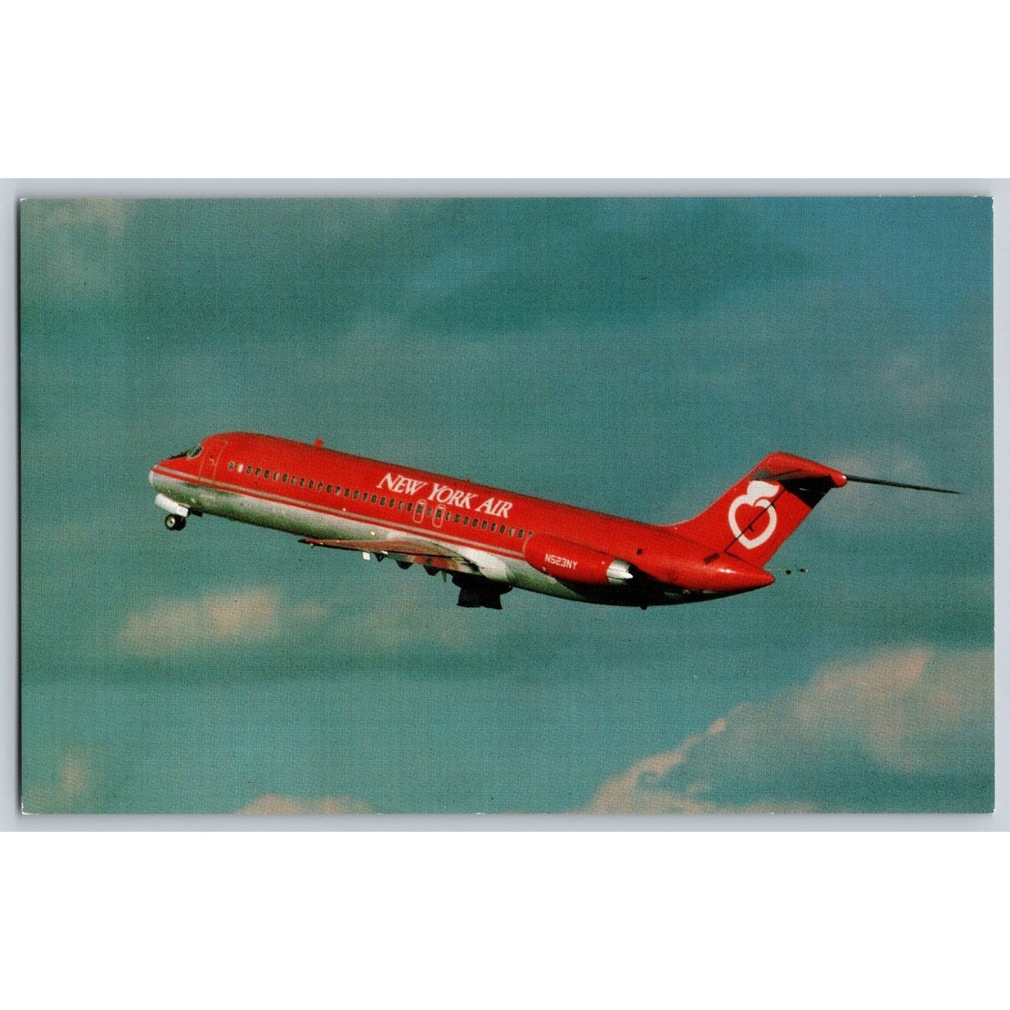 Airplane New York Air DC-9-32 Apple Air Jet Airplane Transportation Postcard