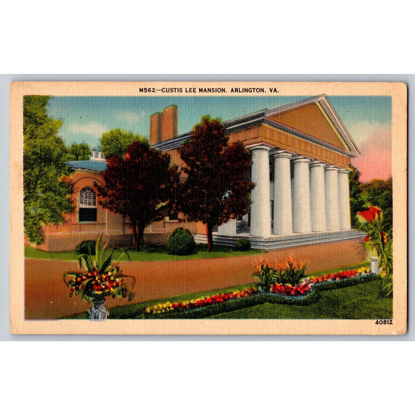 Arlington VA Virginia Custis Lee Mansion Linen Postcard Unused B S Reynolds