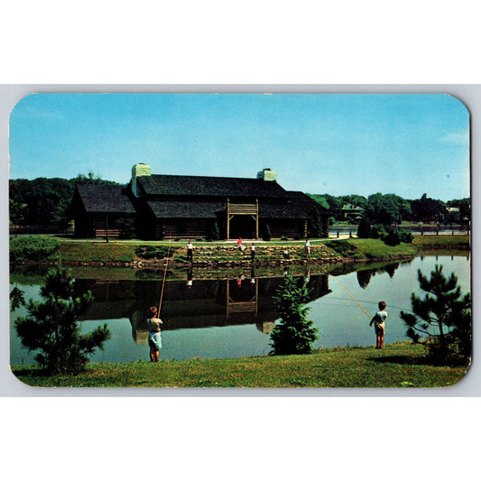 Rockford IL Illinois YMCA Log Lodge Rock River View 1950s Postcard Jack Taylor