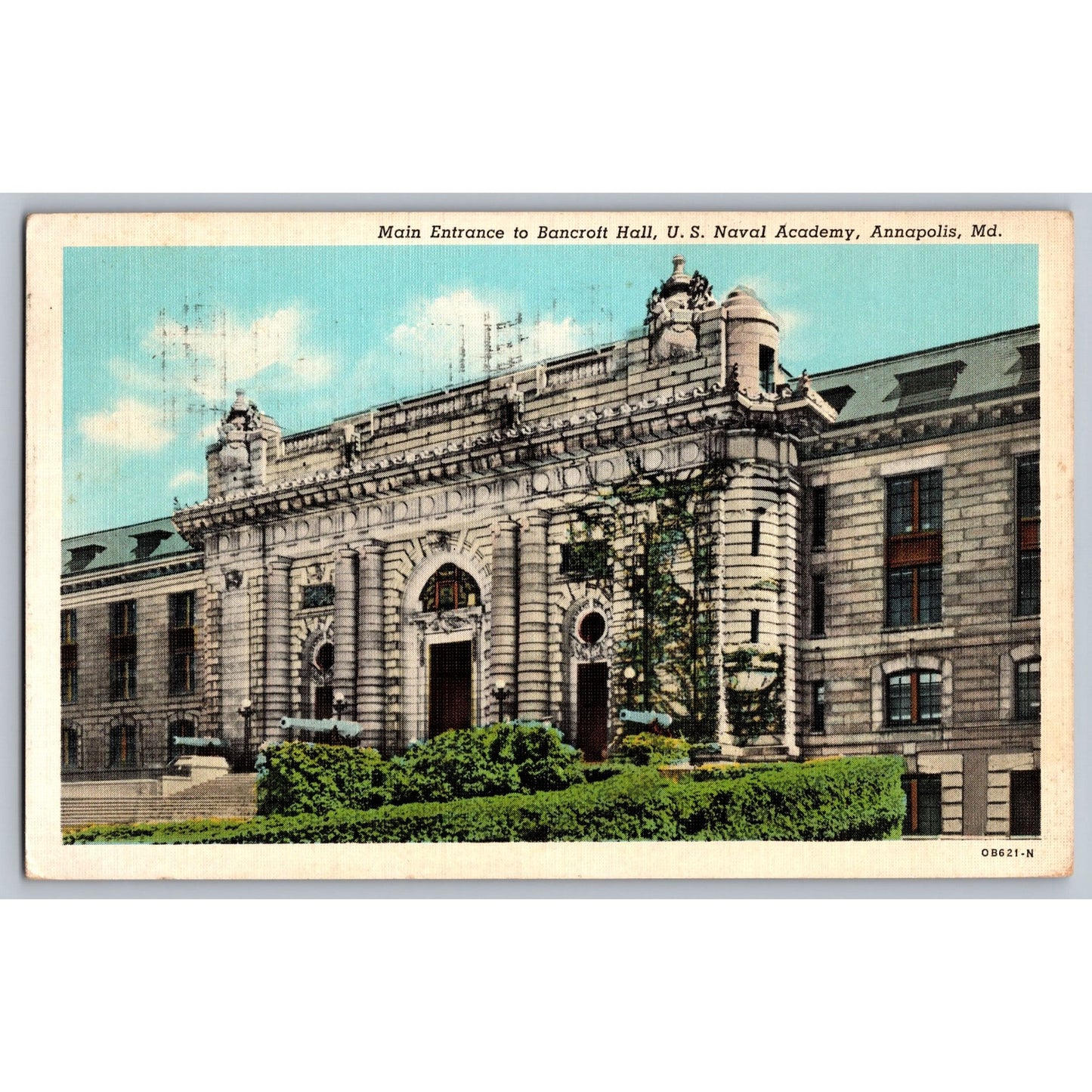 Annapolis MD Maryland US Naval Academy Bancroft Hall Main Entrance Postcard