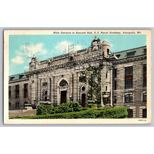 Annapolis MD Maryland US Naval Academy Bancroft Hall Main Entrance Postcard