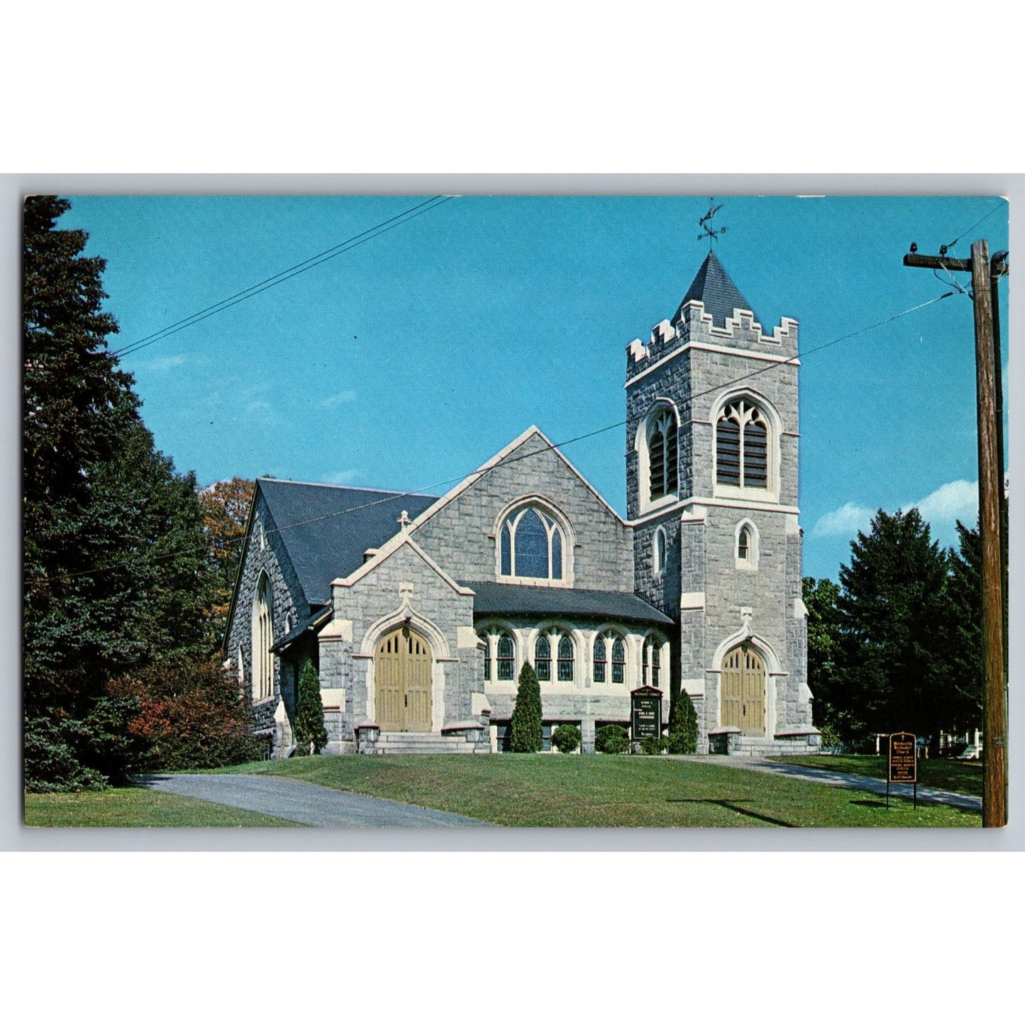Whitinsville MA Massachusetts Methodist Church Linwood Ave Chrome Postcard