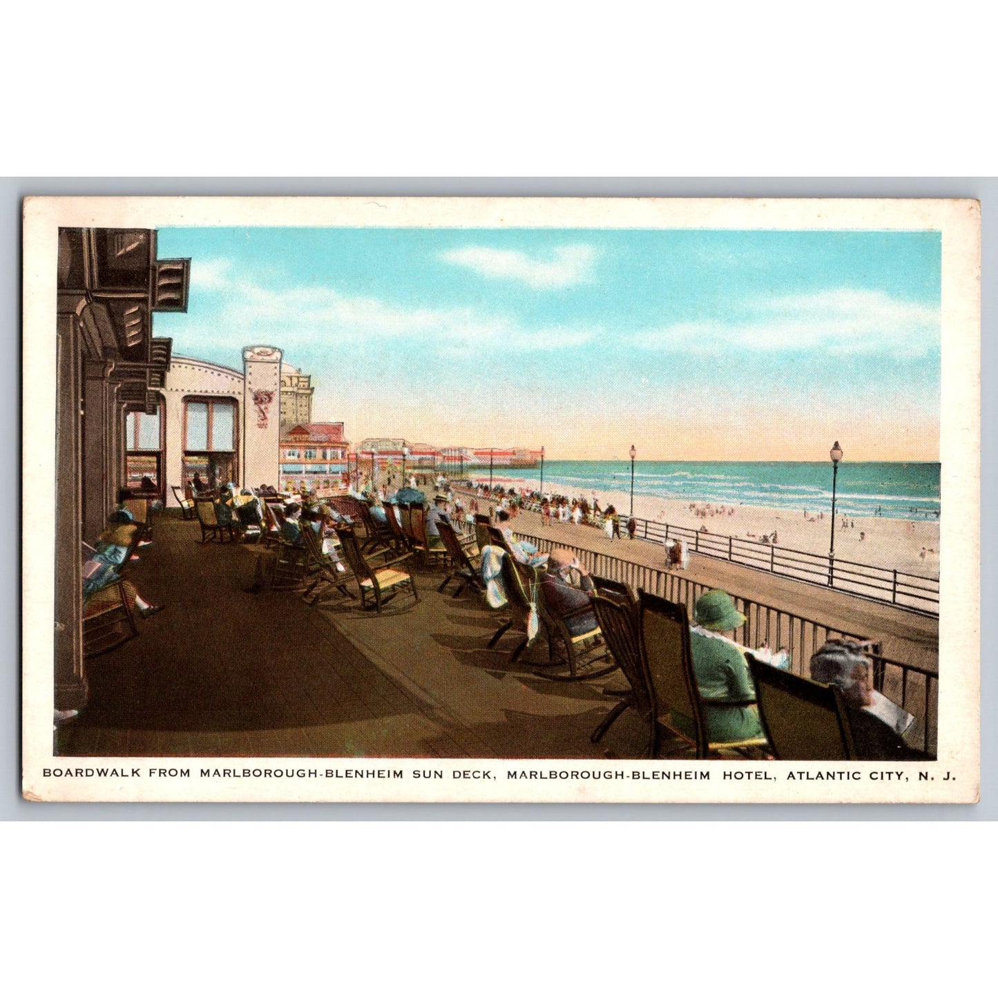 Atlantic City NJ New Jersey Marlborough-Blenheim Sun Deck Boardwalk Postcard