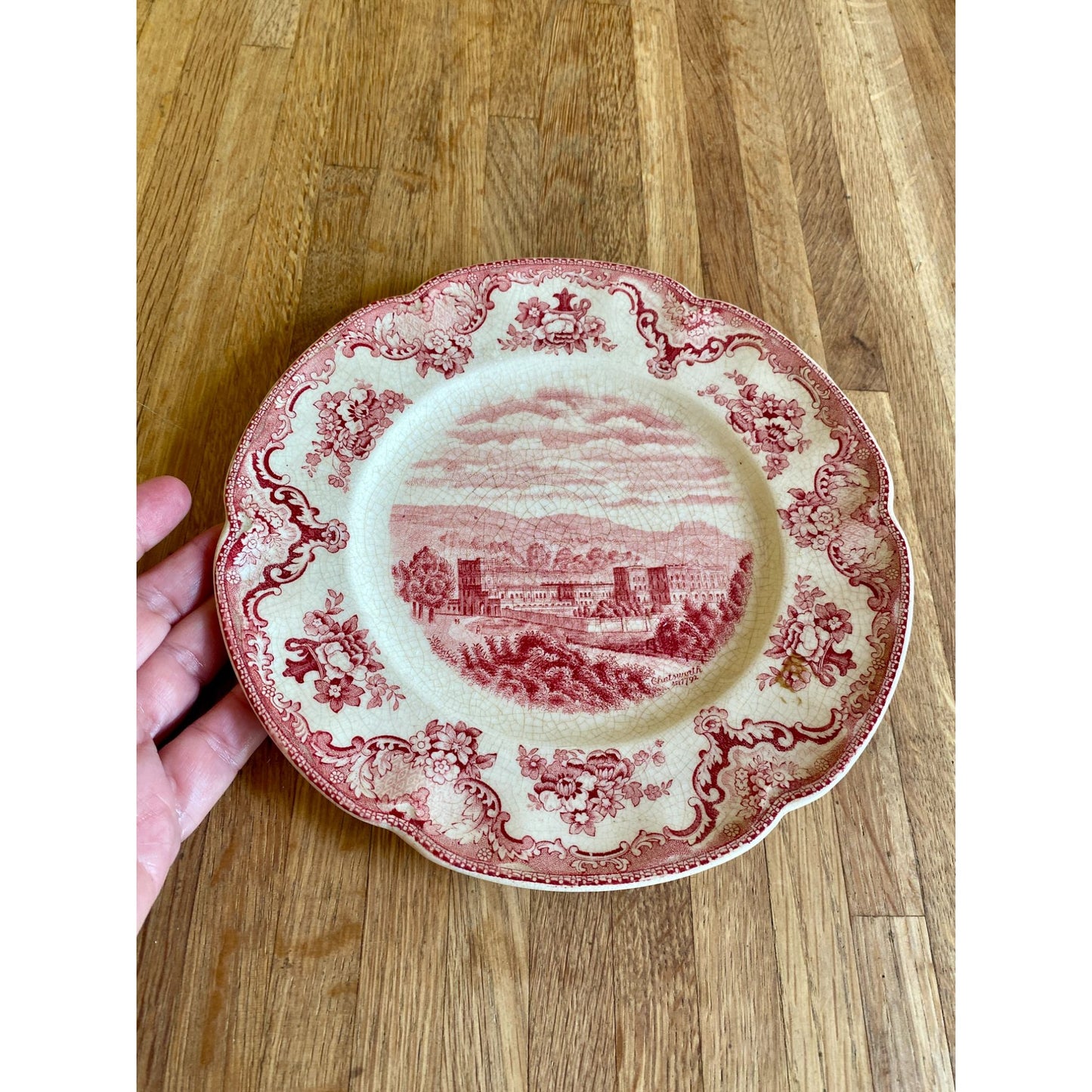 Johnson Bros Old Britain Castles Red Transferware Plate 10" Made In England