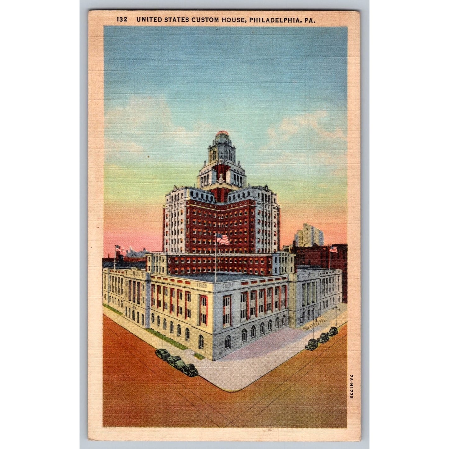 Philadelphia PA Pennsylvania United States Custom House Linen Postcard