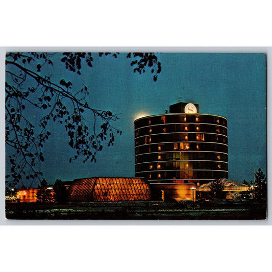 Portland ME Maine Sheraton Inn Hotel at night Chrome Postcard Unused