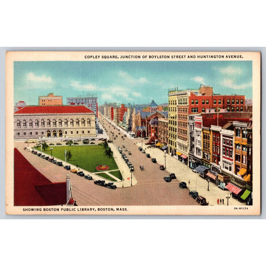 Boston MA Massachusetts Copley Square Public Library Boylston Postcard