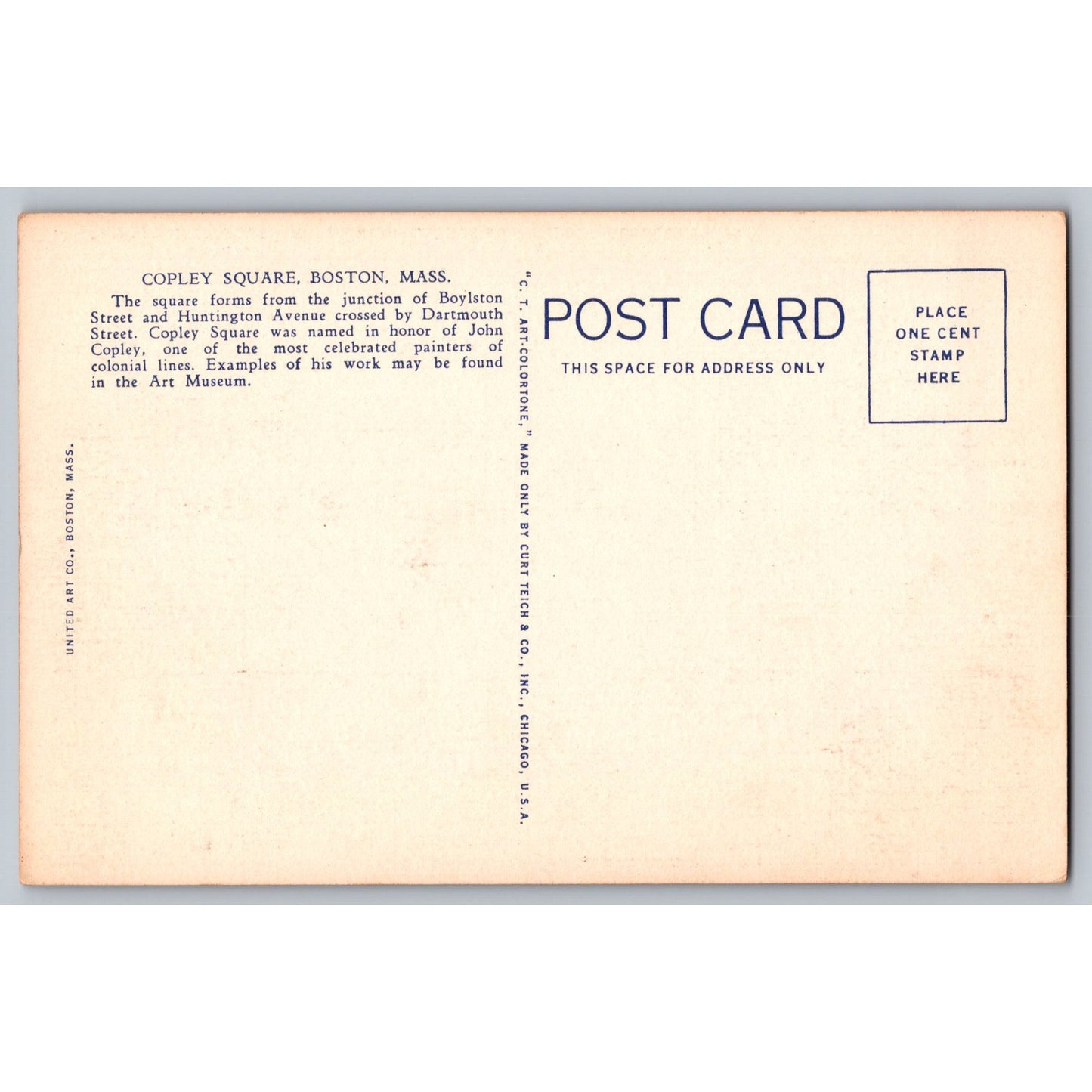 Boston MA Massachusetts Copley Square Public Library Boylston Postcard