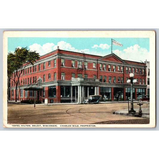 Beloit WI Wisconsin Hotel Hilton Charles' Wild Proprietor White Border Postcard