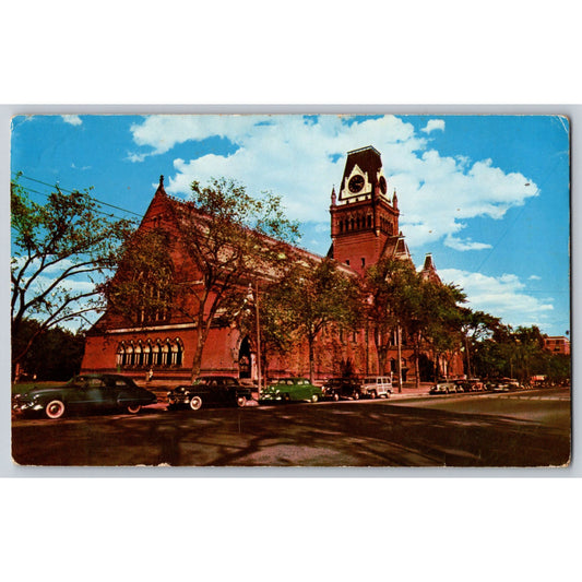 Cambridge MA Massachusetts Harvard University Memorial Hall Chrome Postcard