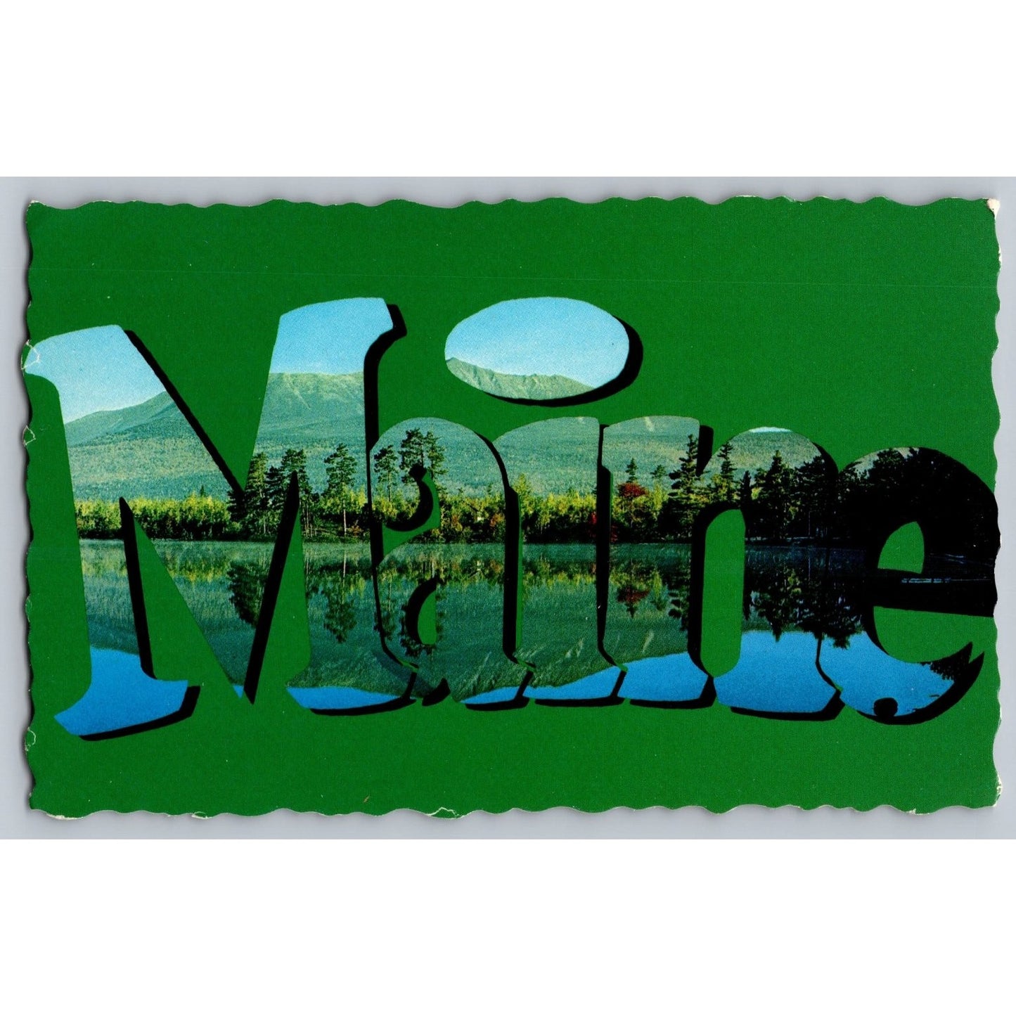 Maine ME Pine Tree State Scenic Large Letter Chrome Postcard Unused Ray Goodrich