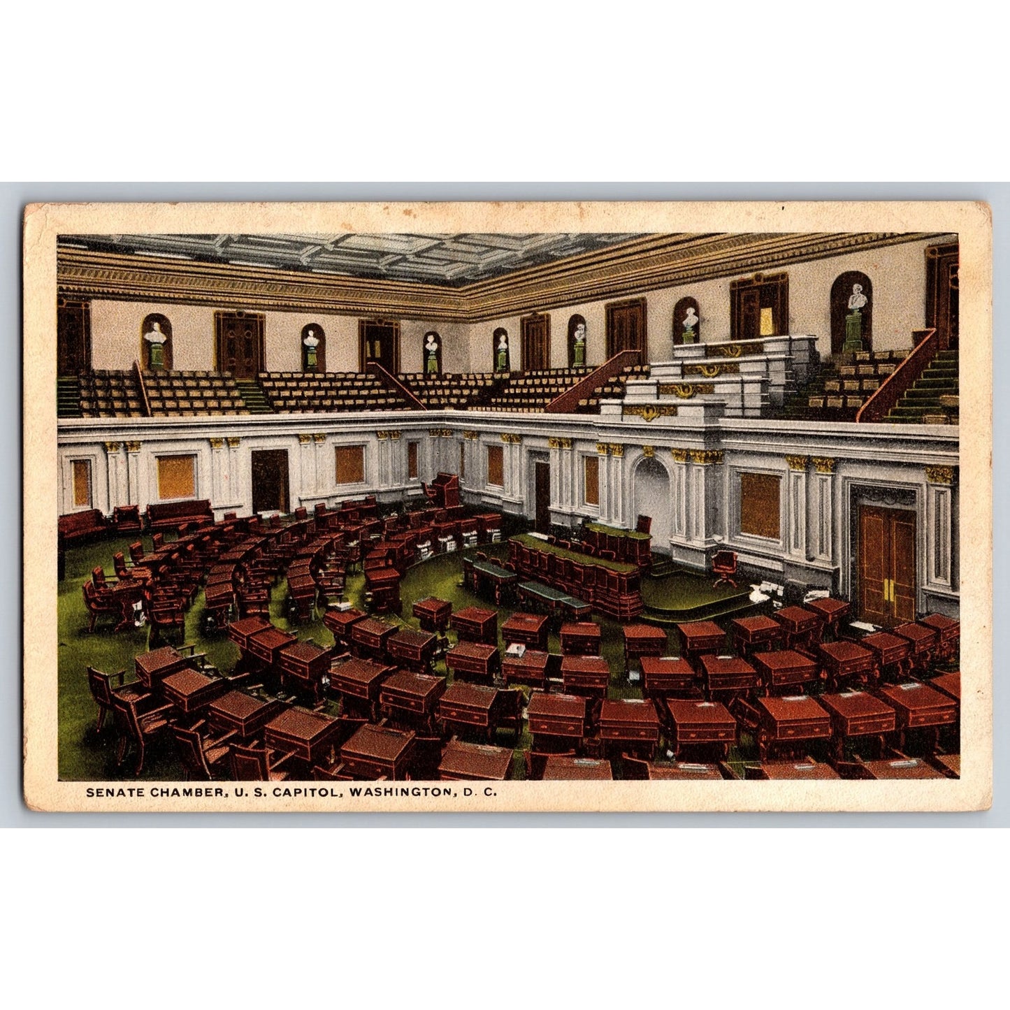 Washington DC Senate Chamber US Capitol White Border Postcard Unused B S Reynolds