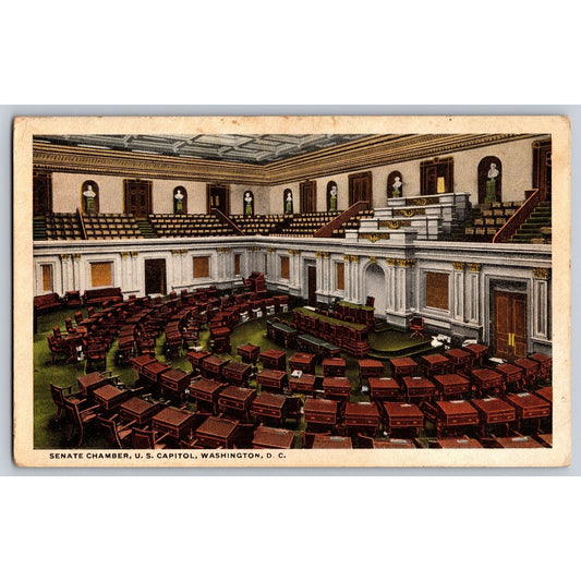 Washington DC Senate Chamber US Capitol White Border Postcard Unused B S Reynolds