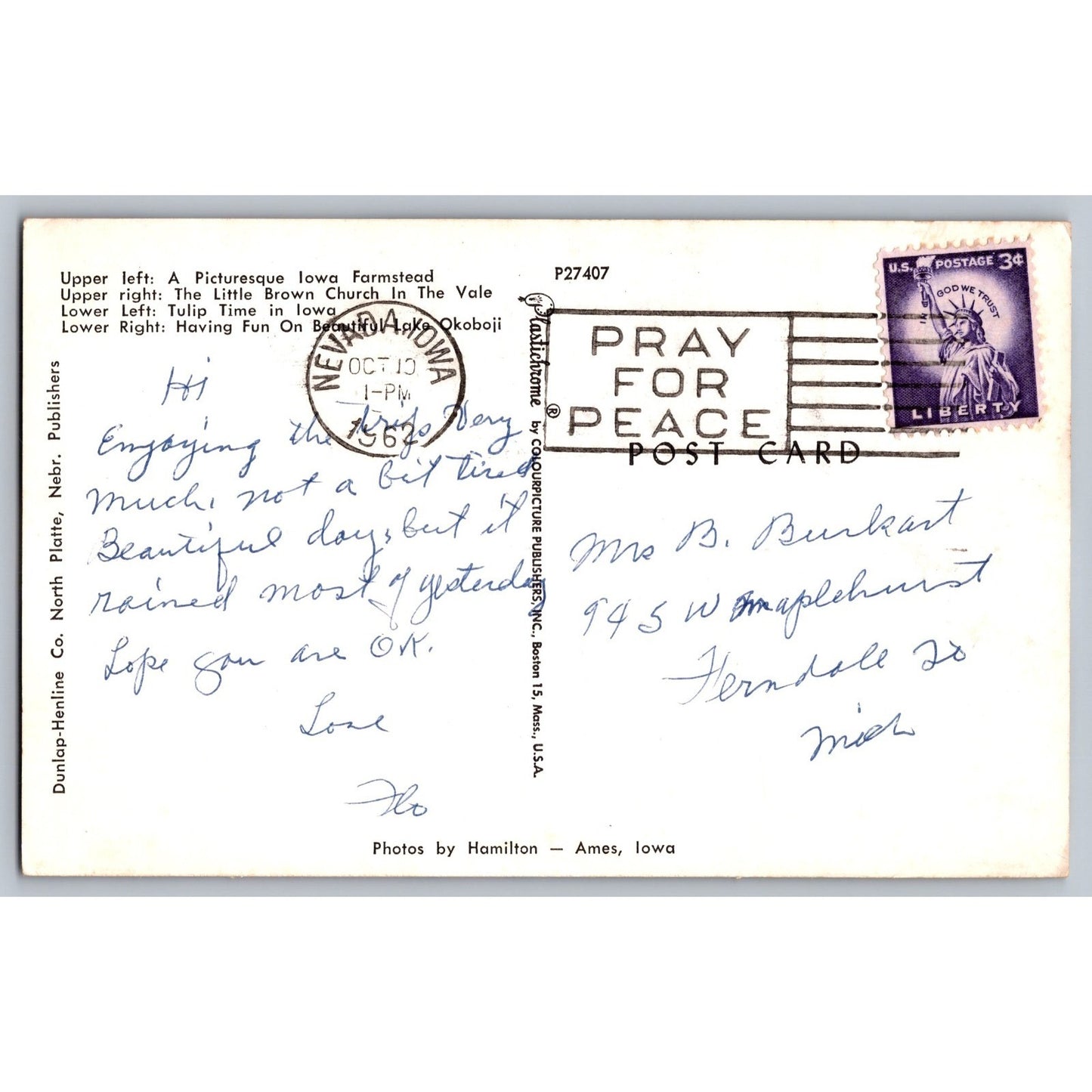 IA Iowa Greetings from Iowa Four Views Chrome Postcard Used