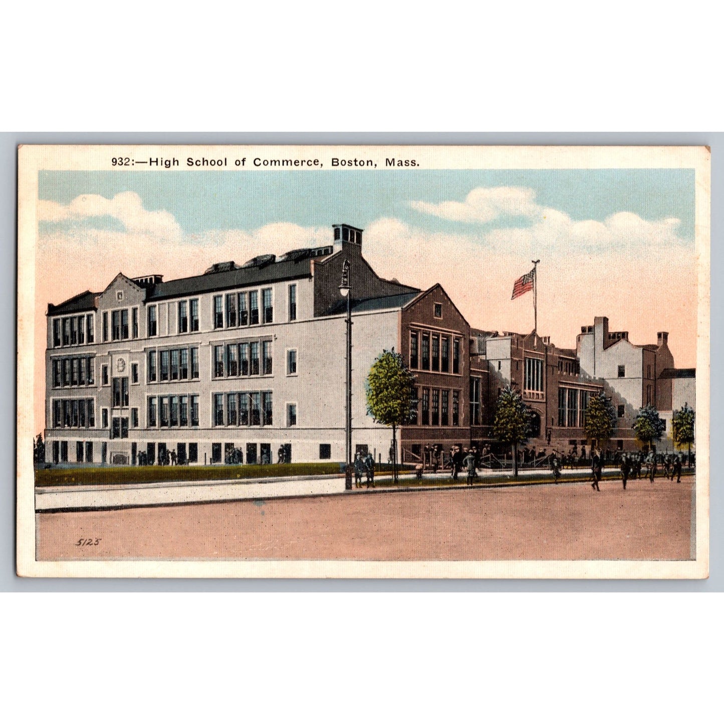 Boston MA Massachusetts High School Of Commerce White Border Postcard Unused