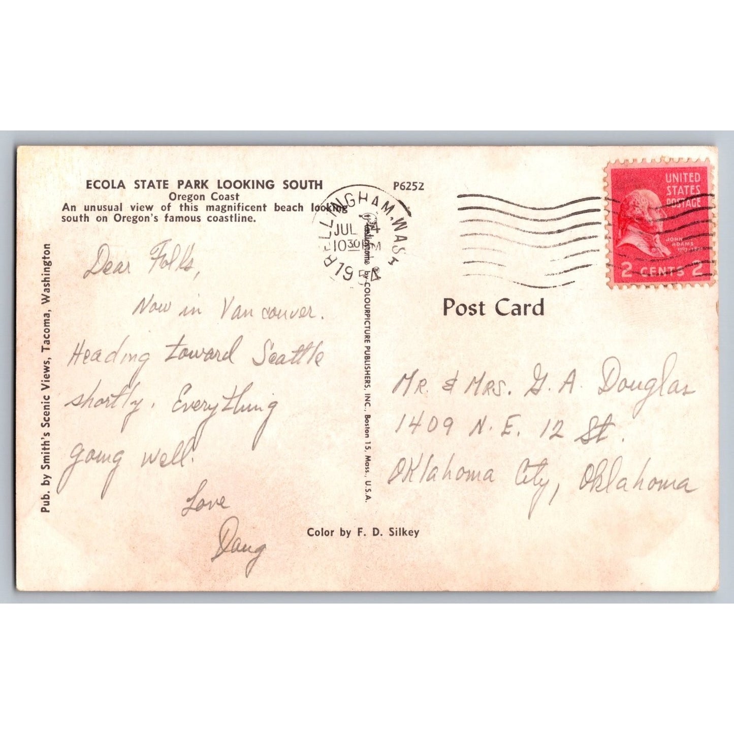 Cannon Beach OR Oregon Ecola State Park Looking South Coast Postcard F D Silkey
