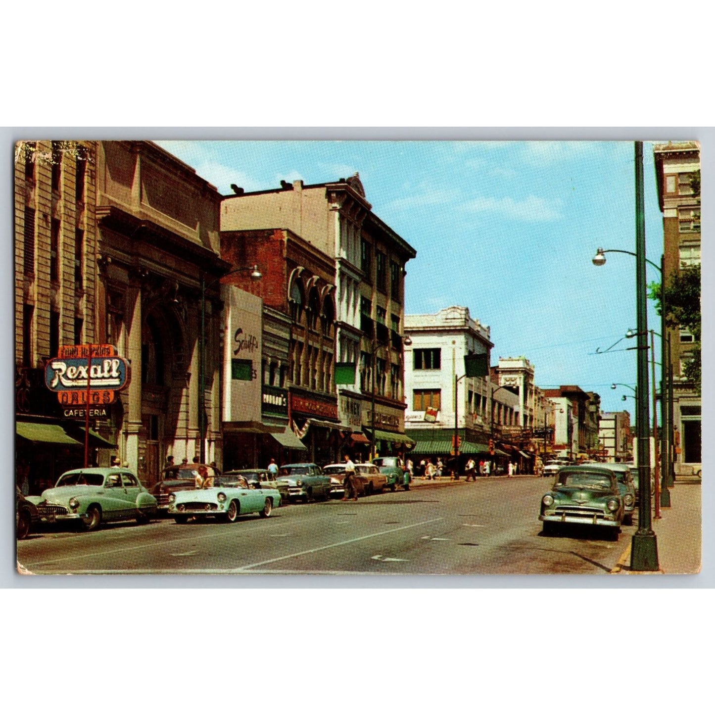 Lafayette IN Indiana Main Street Chrome Postcard Unused Harvey's Studio