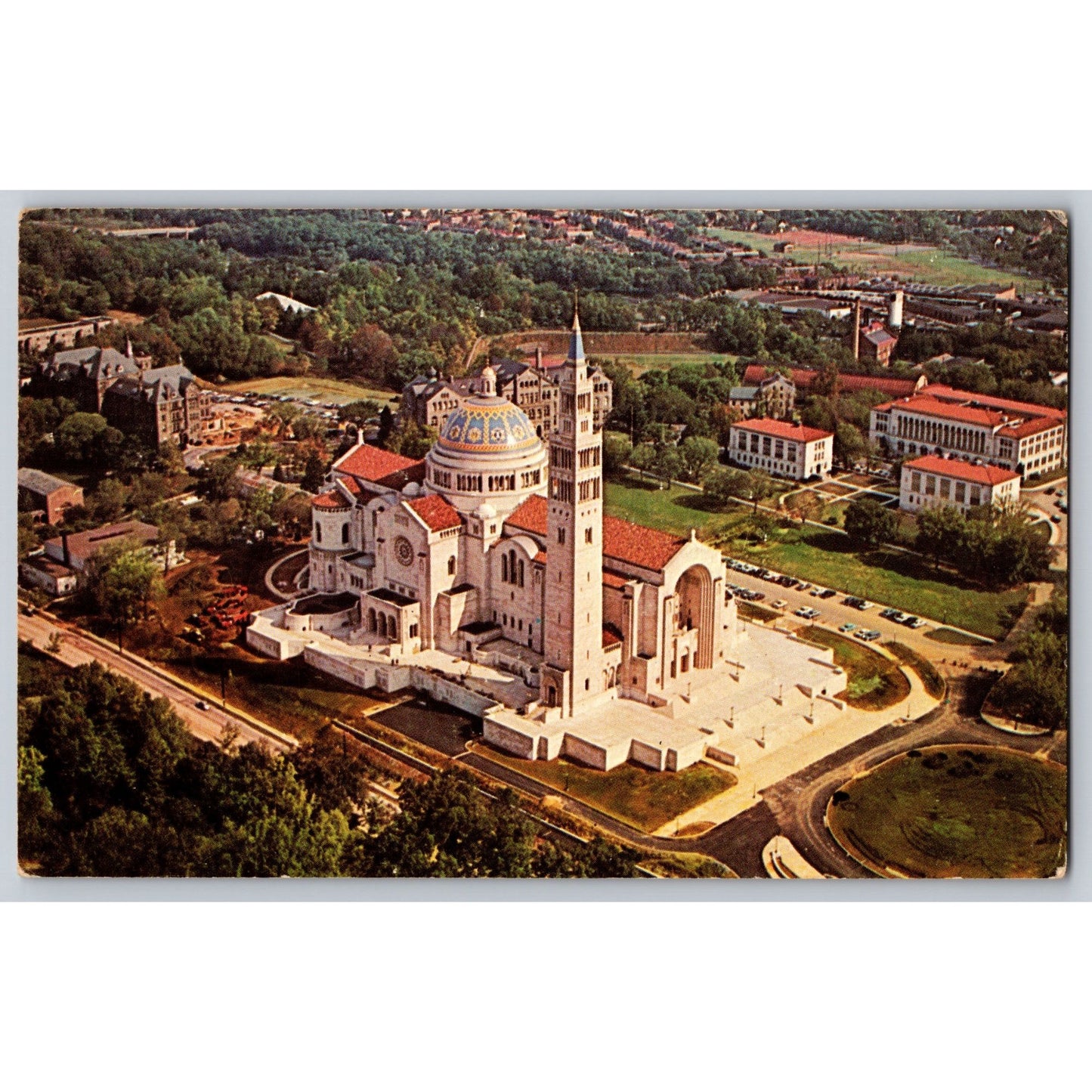 Postcard DC Washington National Shrine Of The Immaculate Conception Aerial View