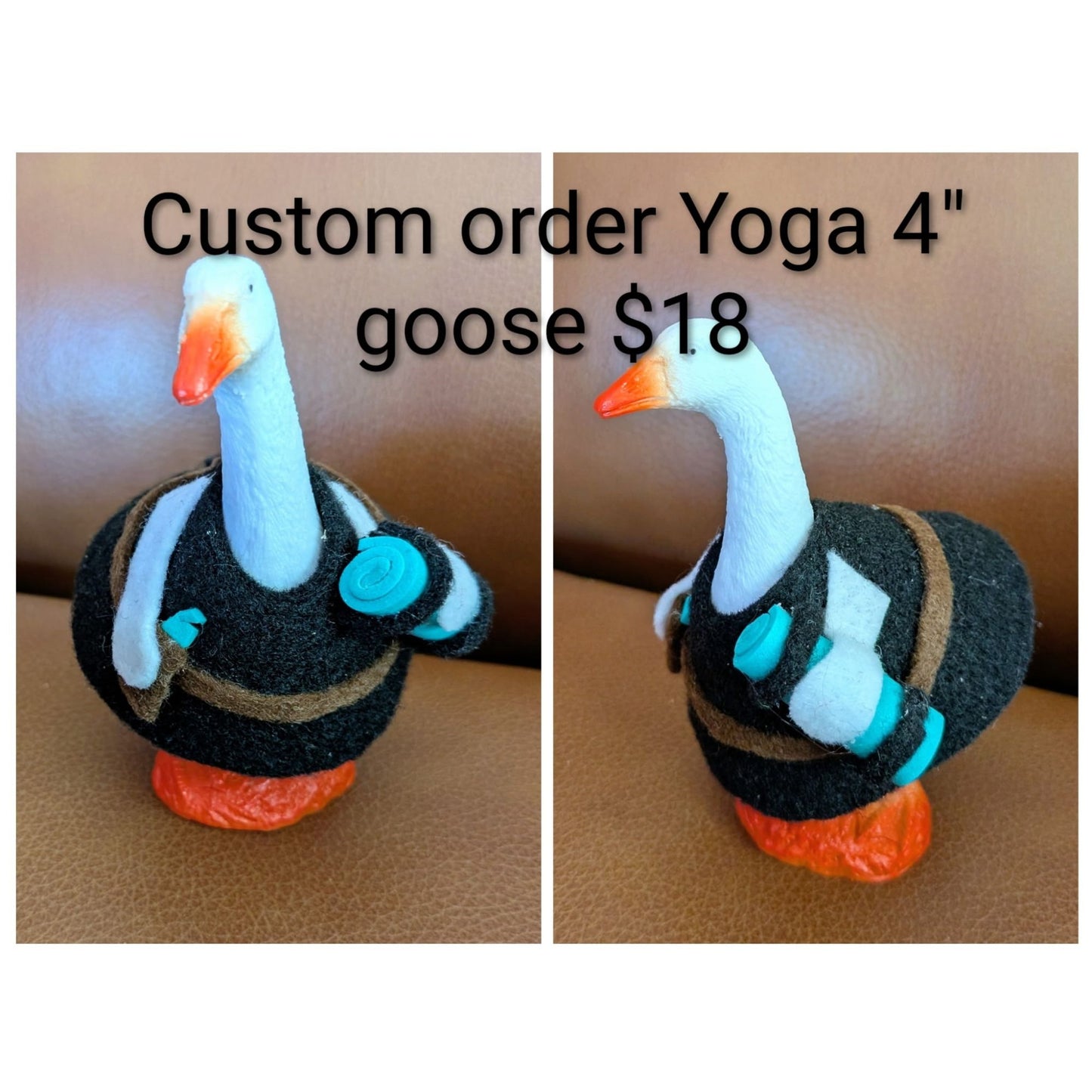 Custom Order Yoga Theme - 4" Goose Figurine With Handcrafted FeltOutfit For Home Or Office