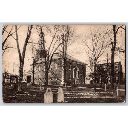 Alexandria VA Virginia Christ Church Historic George Washington 1911 Postcard