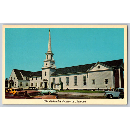 Hyannis MA Massachusetts Cape Cod Federated Church Chrome Postcard Unused