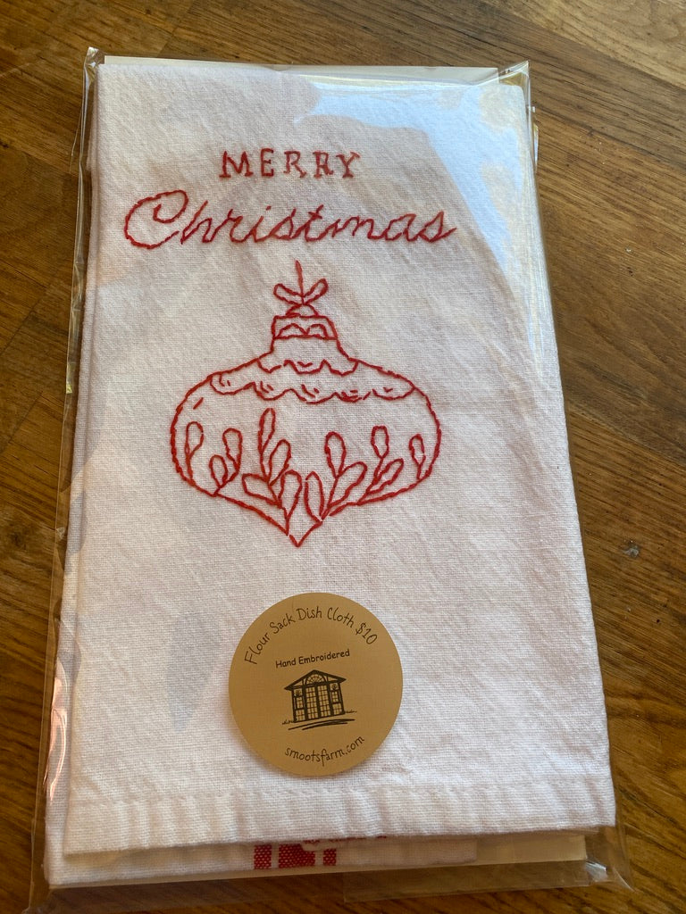Hand Embroidered Flour Sack Dish Cloth