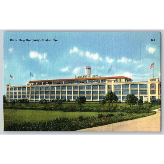 Easton PA Pennsylvania Dixie Cup Company Factory Building Linen Postcard Unused