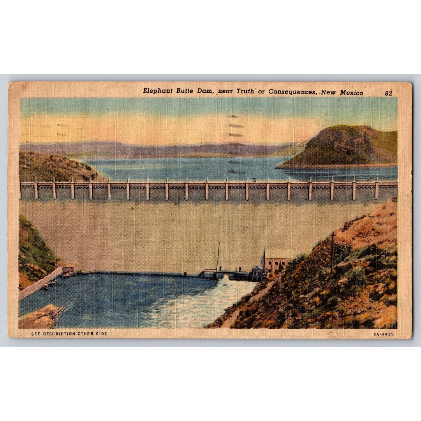 Truth or Consequences NM New Mexico Elephant Butte Dam White Border Postcard