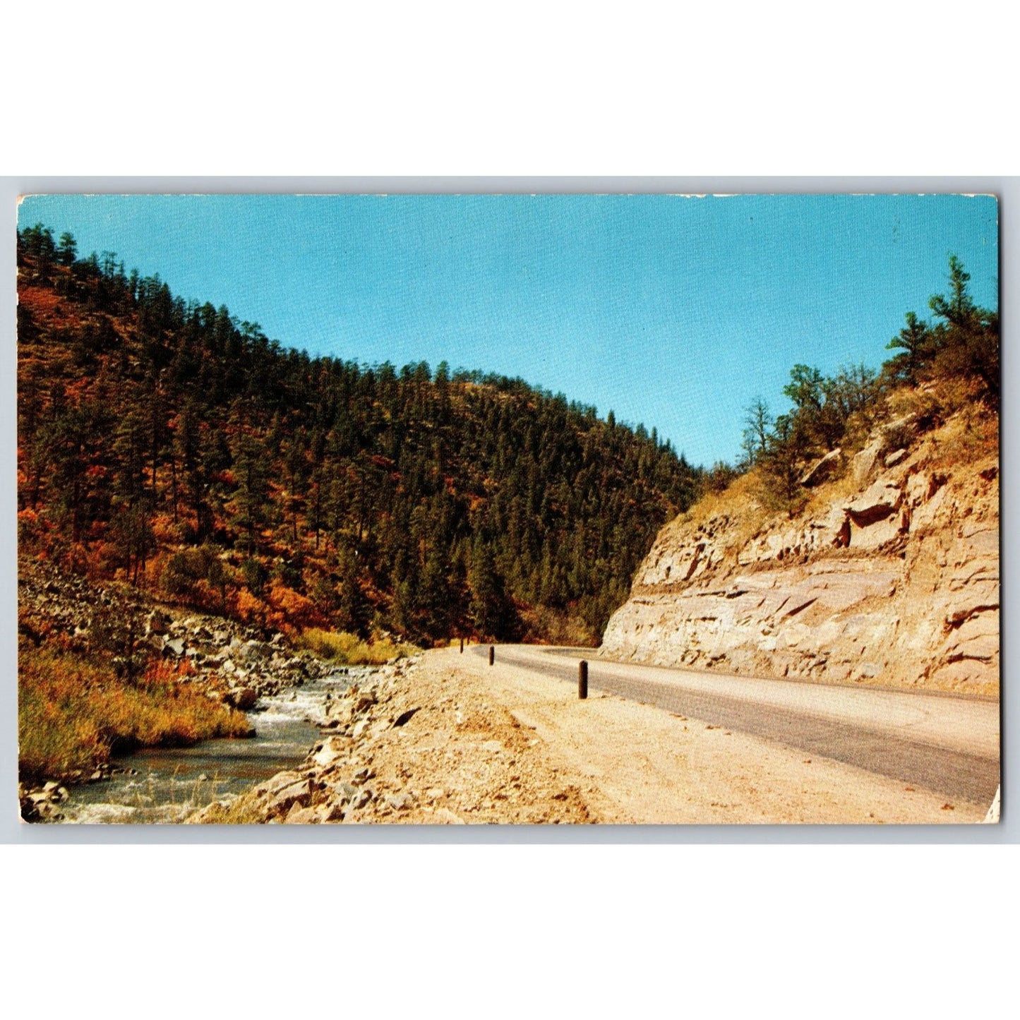 Eagle Nest NM New Mexico Roadway Through Cimarron Canyon Chrome Postcard Unused