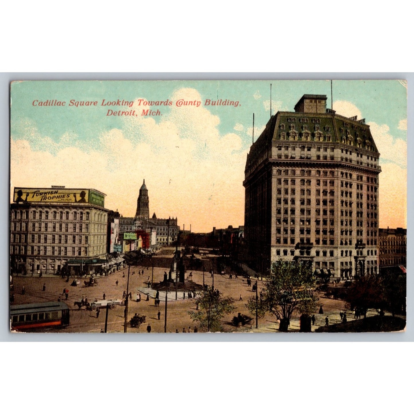 Detroit MI Michigan Cadillac Square County Building 1915 Postcard Used