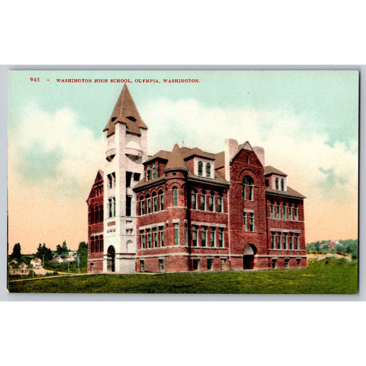 Olympia WA Washington High School Divided Back Postcard Unused Edward H Mitchell