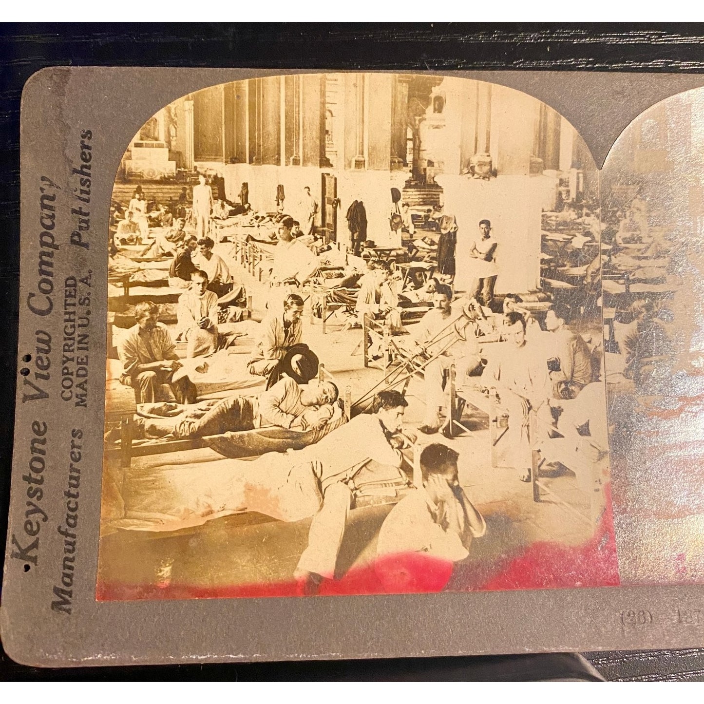 Hospital Established in Church Stereoview Keystone View Company Early 1900s