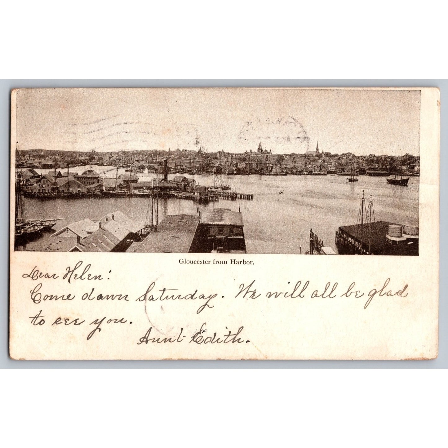 Gloucester MA Massachusetts Harbor 1912 Undivided Back Postcard Used