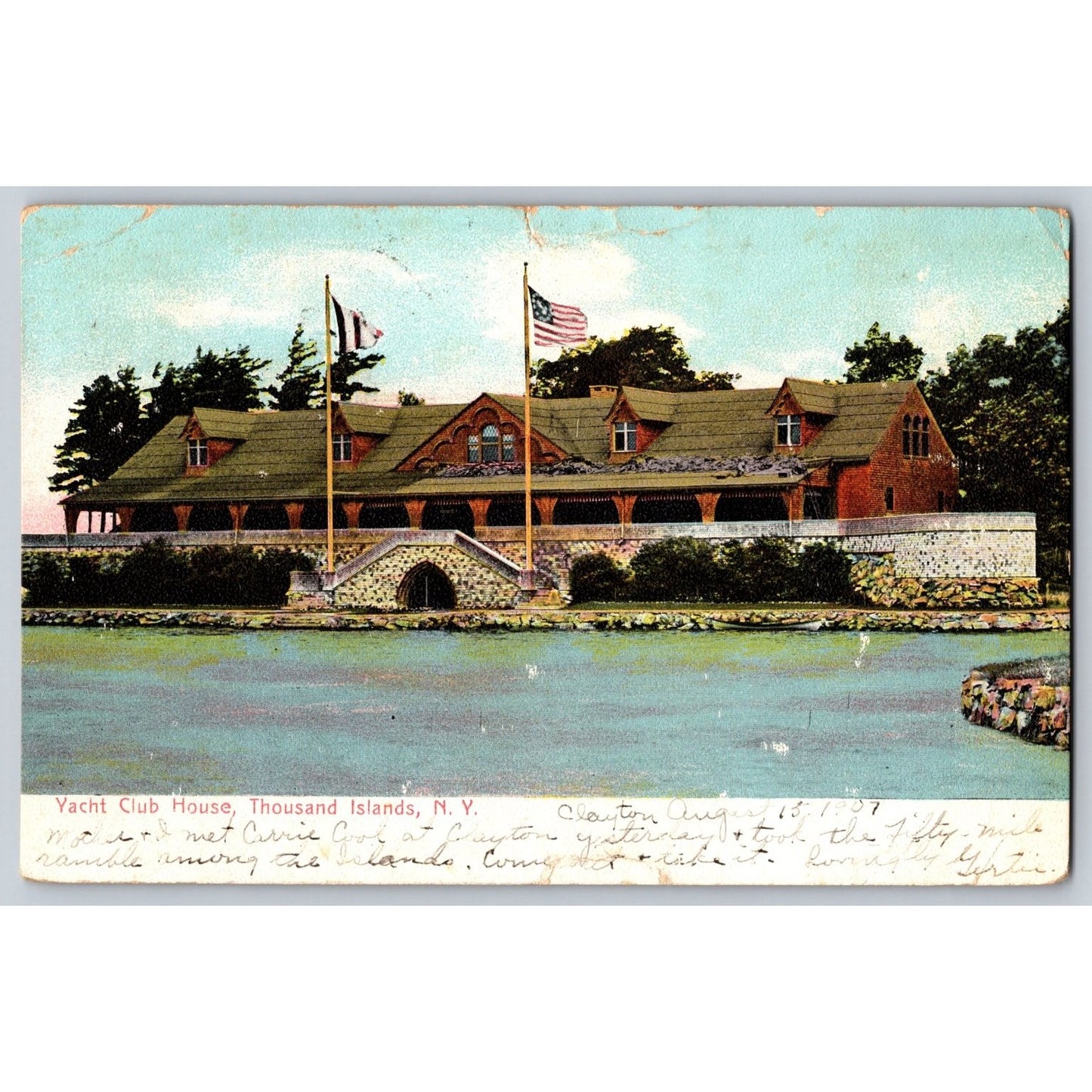 Thousand Islands NY New York Yacht Club House 1907 Undivided Back Postcard