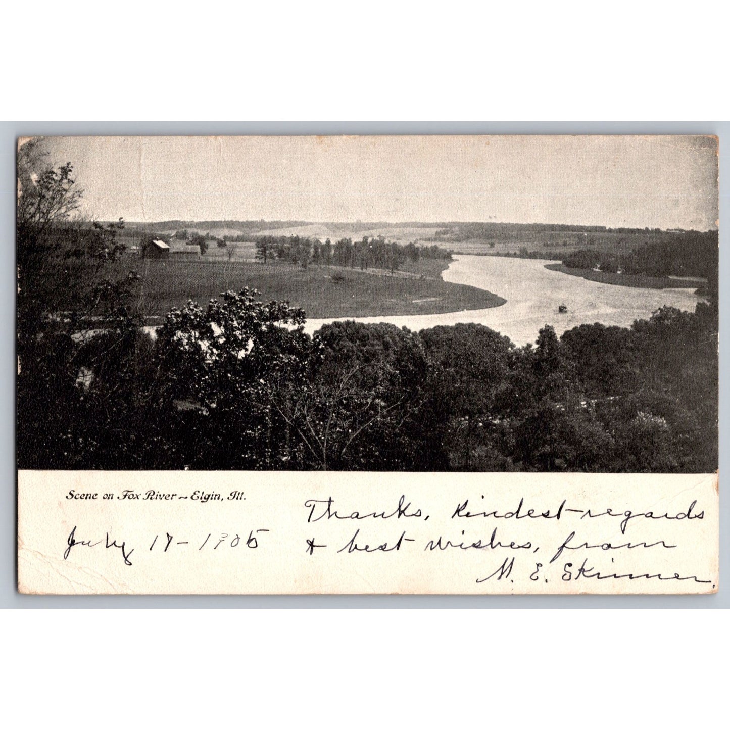 Elgin IL Illinois Scene On Fox River 1905 Undivided Back Postcard Used