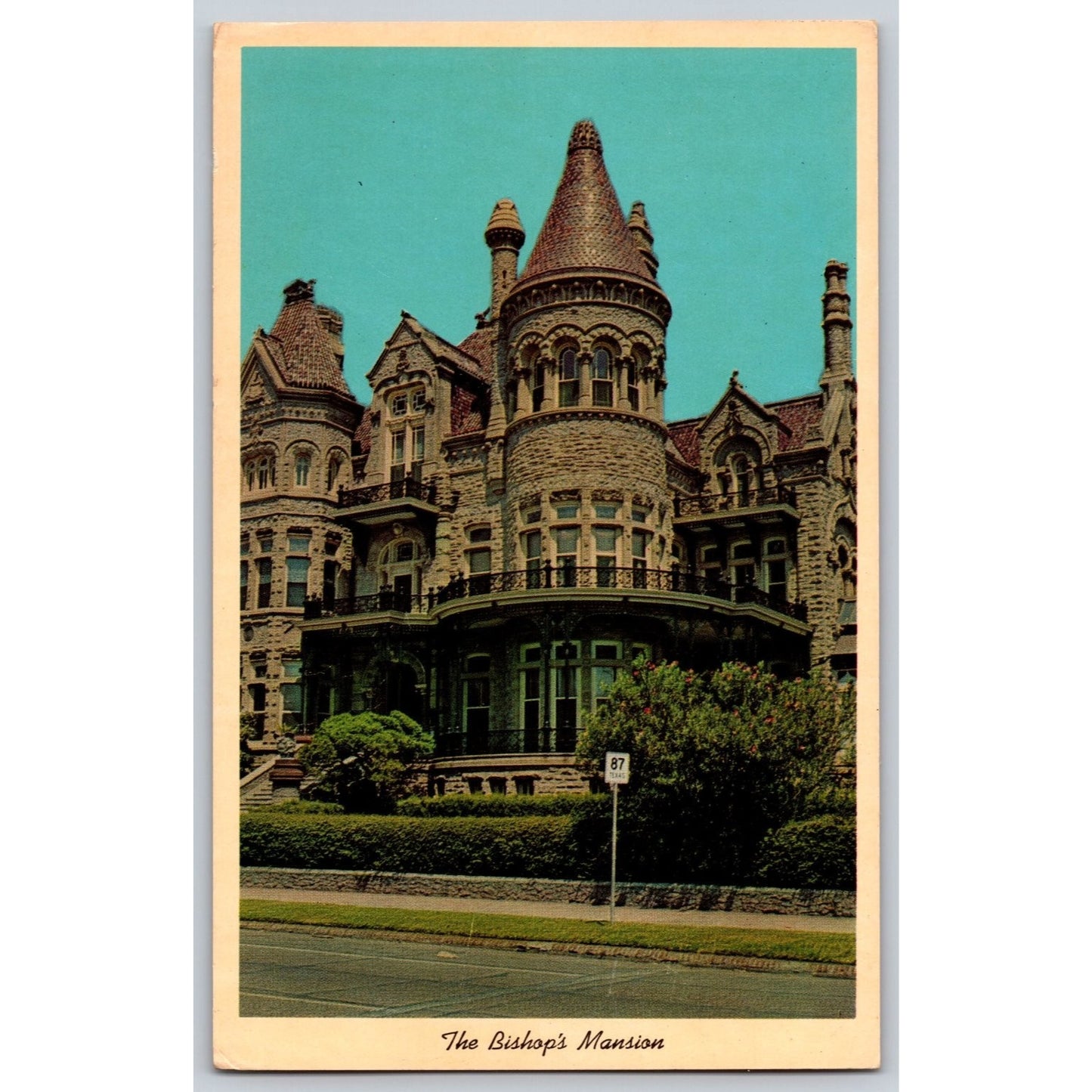 Galveston TX Texas Bishop's Mansion Chrome Postcard Unuse Curteichcolor
