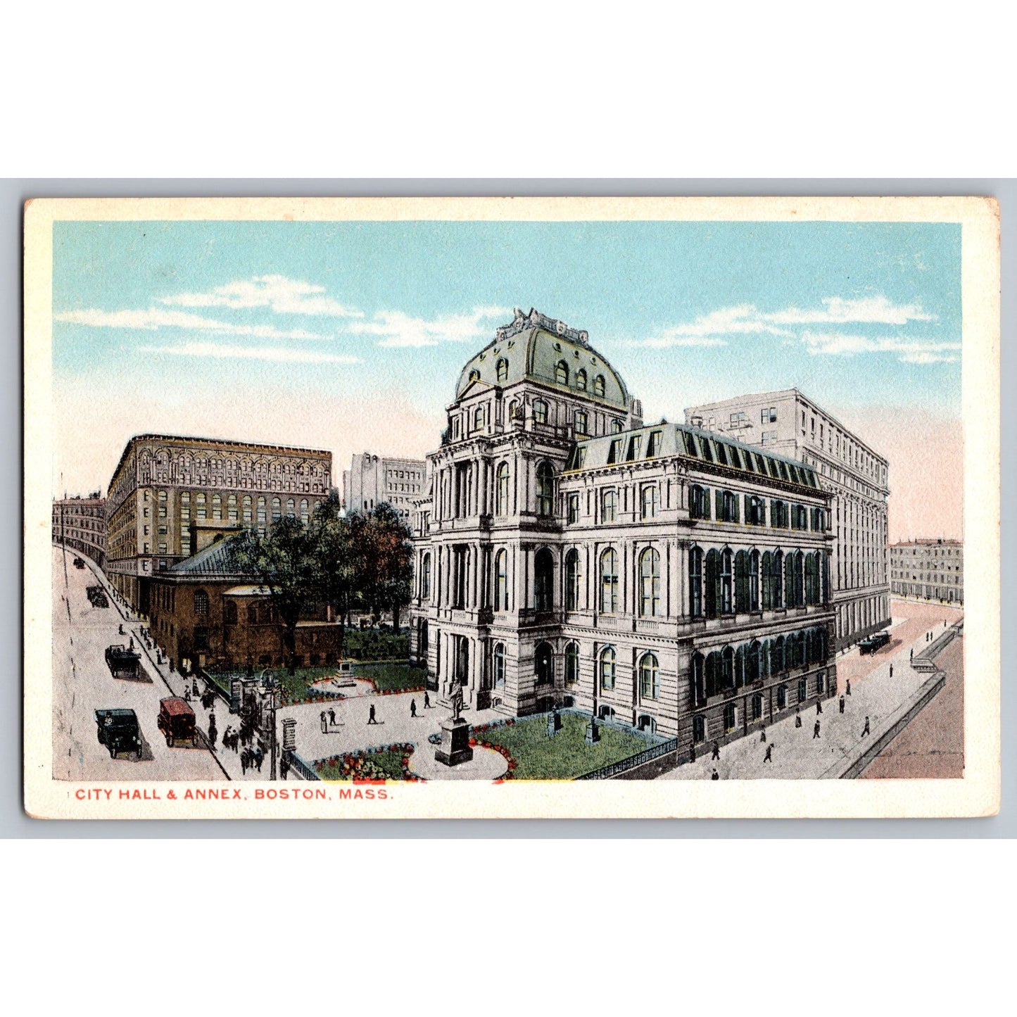 Boston MA Massachusetts City Hall & Annex White Border Postcard A Breslan Co
