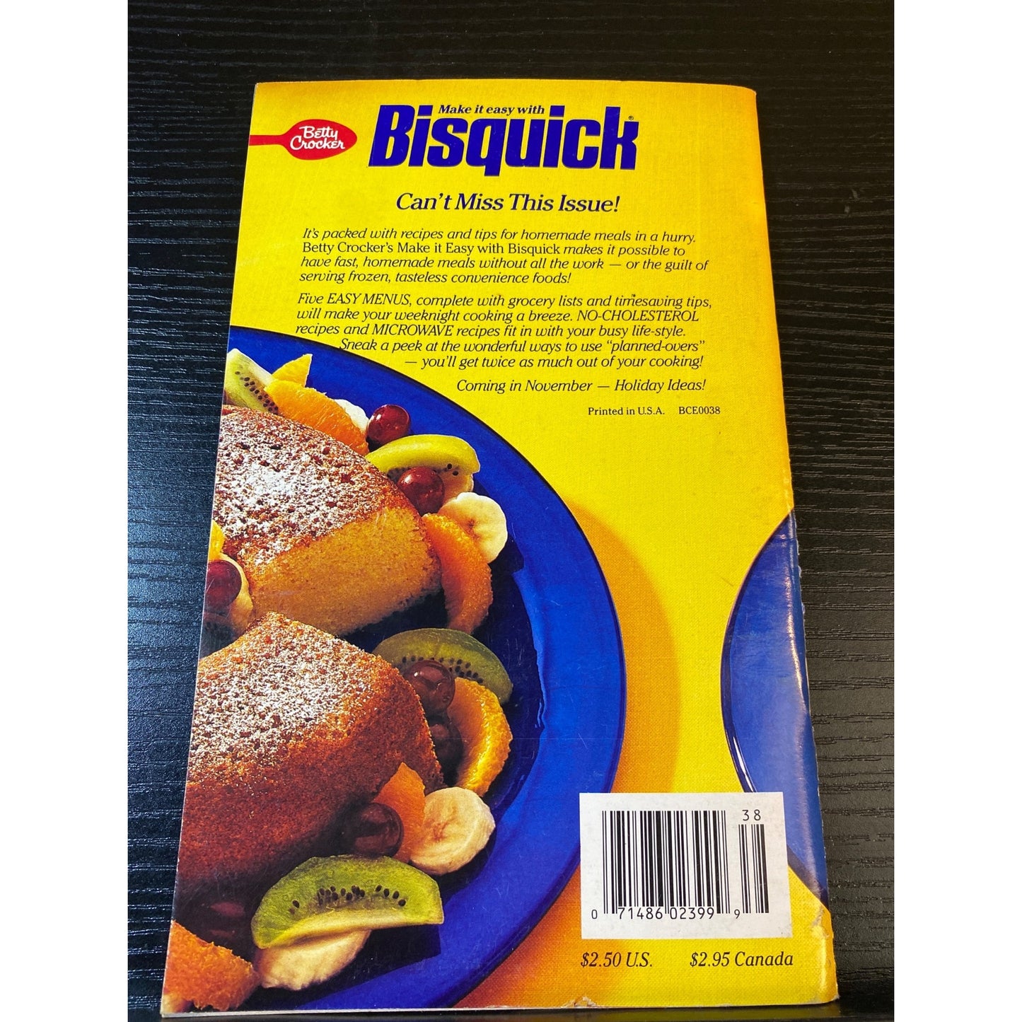 Betty Crocker 1989 Bisquick Recipe Cookbook Booklet No-Cholesterol Meal Ideas