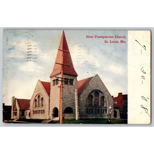 St Louis MO Missouri First Presbyterian Church 1908 Divided Back Postcard Used