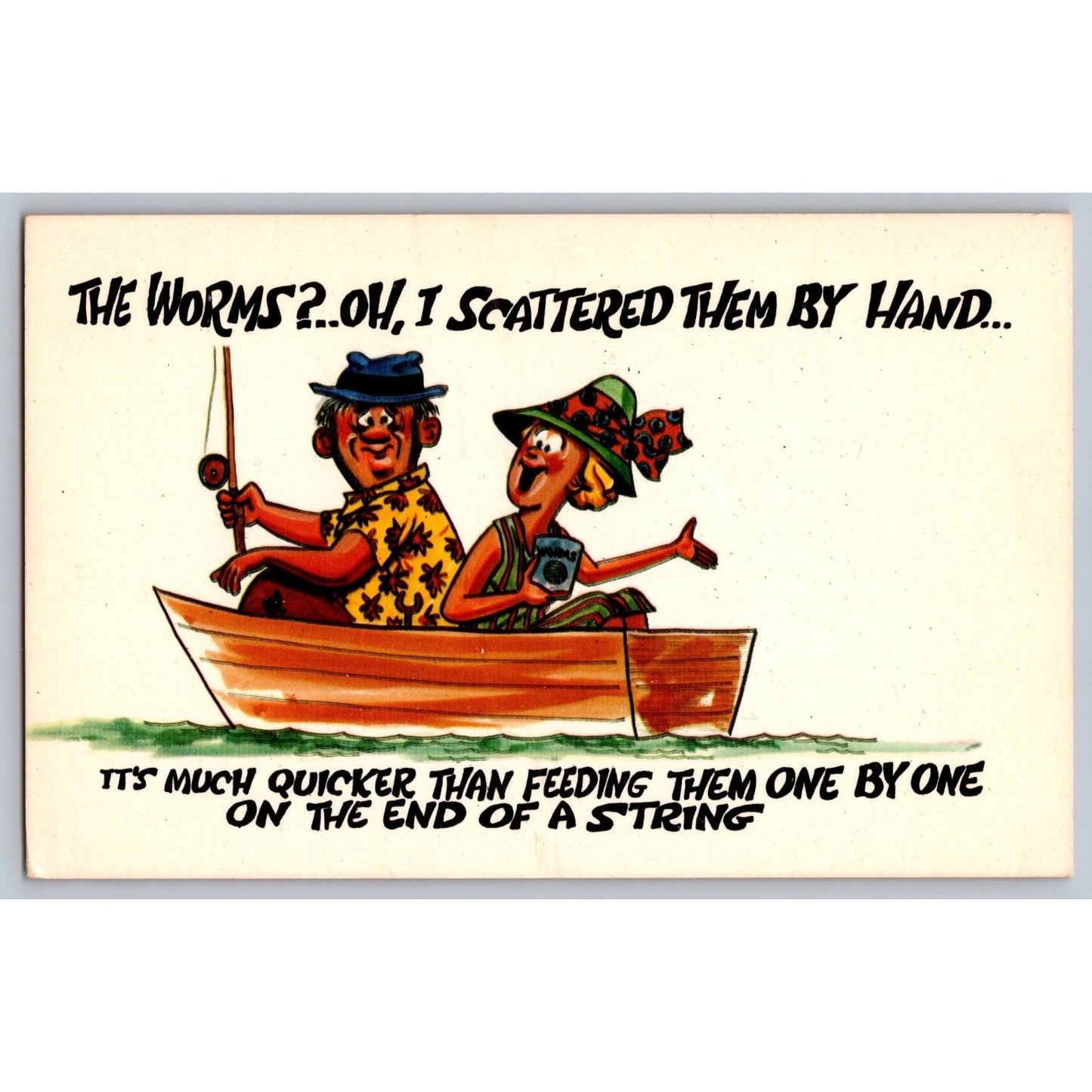 Comic Postcard Humorous Feeding Fish Fishing Cartoon Mike Roberts Unused