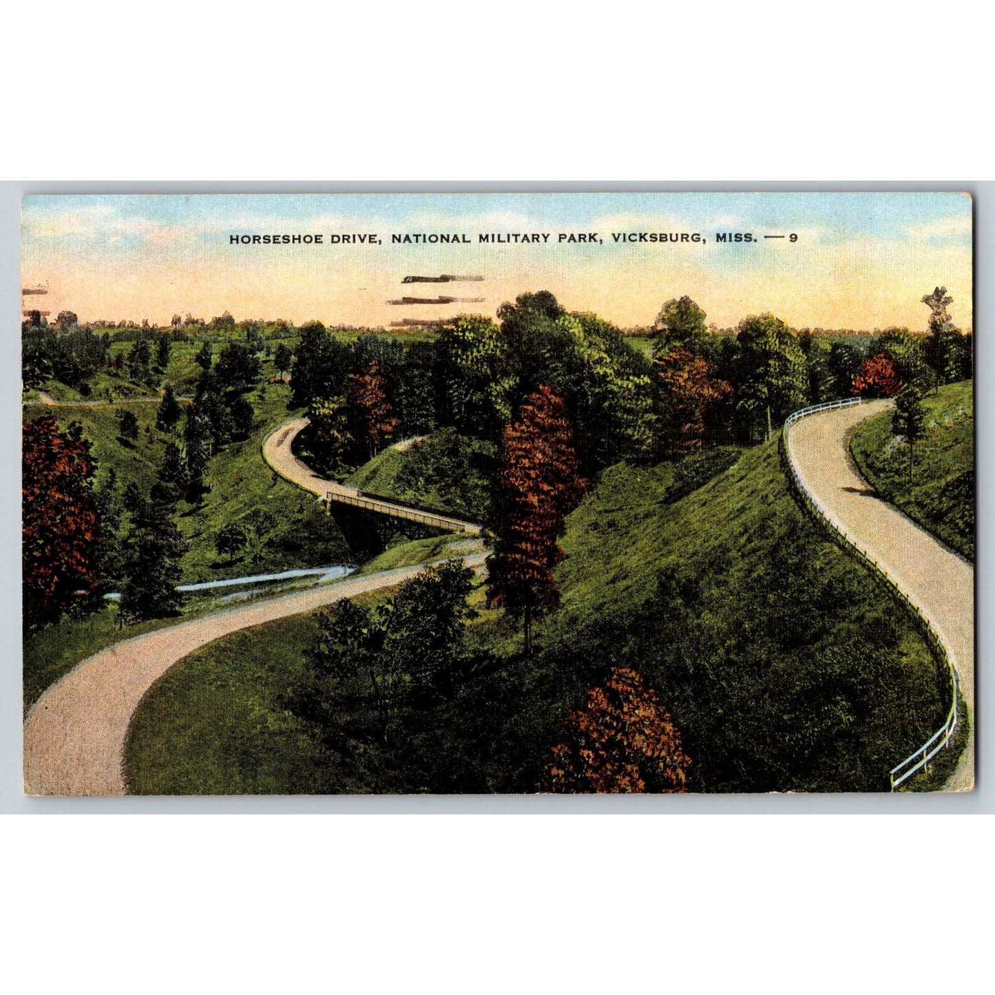 Vicksburg MS Mississippi Horseshoe Drive National Military Park 1920s Postcard